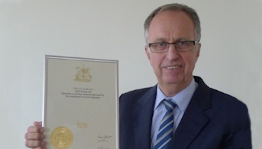 Bob Webb with the ICE certificate