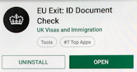 screenshot of the EU exit app