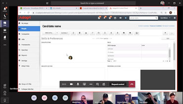 Shared screen for team meeting