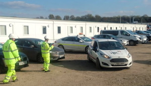 Richard Wheeler delivering plant-vehicle marshal training to operatives on the M4
