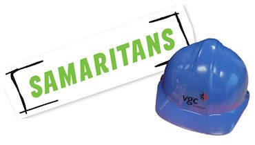 Samaritans logo VGC hard hat