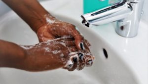 hand washing with soap and water