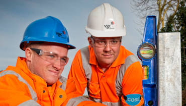 VGC East Kent rail workers with spirit level