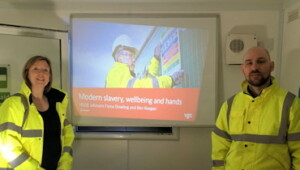 Fiona and Ben giving their presentation on site